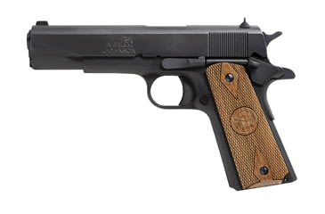 Image of Iver Johnson Arms 1911A1 Pistol, 9mm Luger, 5in barrel, blued finish steel frame, checkered walnut grip, recoil operated semi-automatic, fixed combat, 9 round magazine, IJ-1911A1-9MM-5-1-FRRMPG