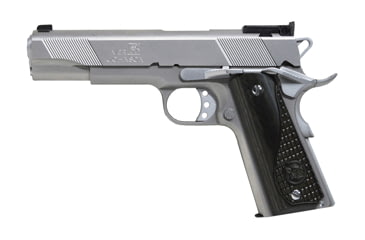 Image of Iver Johnson Arms Eagle Pistol, 10mm Auto, 5in barrel, stainless steel frame, black diamond wood grip, recoil operated semi-automatic, fixed front, adjustable rear, 8 round magazine, IJ-EGL-10MM-5-1-FRRMPG