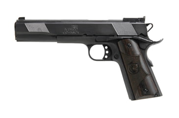 Image of Iver Johnson Arms Eagle-XL Pistol, .45 ACP, 6in barrel, blued finish steel frame, black diamond wood grip, recoil operated semi-automatic, fixed blade front, adjustable rear, 8 round magazine, IJ-EGL XL-45-6-1-FRRMPG