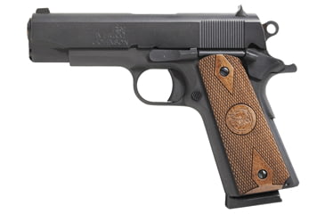 Image of Iver Johnson Arms Falcon Pistol, .45 ACP, 4.25in barrel, blued finish steel frame, checkered walnut grip, recoil operated semi-automatic, fixed combat, 8 round magazine, IJ-FC-45-4.25-1-FRRMPG