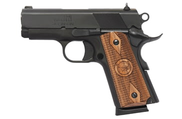 Image of Iver Johnson Arms Thrasher Pistol, .45 ACP, 3.125in barrel, blued finish steel frame, checkered walnut grip, recoil operated semi-automatic, fixed combat, 7 round magazine, IJT-45-3.125-1-FRRMPG