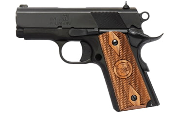 Image of Iver Johnson Arms Thrasher Pistol, 9mm Luger, 3.125in barrel, blued finish steel frame, checkered walnut grip, recoil operated semi-automatic, fixed combat, 8 round magazine, IJT-9MM-3.125-1-FRRMPG