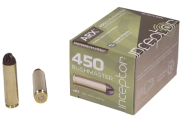 Image of Inceptor Ammunition Preferred Hunting .450 Bushmaster 158 Grain Compound/ Polymer Brass Cased Pistol Ammo, 20 Rounds, 450BMARXBR15