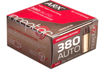 Image of Inceptor Ammunition .380 ACP 56 Grain Jacketed Hollow Point Centerfire Pistol Ammo, 25 Rounds, 838040025
