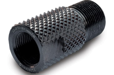 Image of Infinite Product Solutions 1/2-28 - M14 x 1 LH Thread Adapter, Black, Knurled, 1228-14LH-BS-K