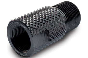 Image of Infinite Product Solutions 1/2-28 - M16 x 1 LH Thread Adapter, Black, Knurled, 1228-16LH-BS-K