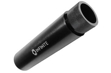 Image of Infinite Product Solutions Fake Suppressor w/Knurled End, .22 Hornet/.223 Remington/5.56x45mm NATO/9mm Luger, 1/2x28, Anodized Aluminum, Black, Black Anodize, FKSUP-1228-BA-CW