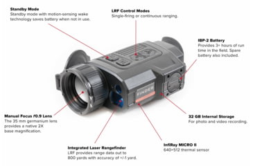Image of InfiRay Outdoor 2-4x35mm FINDER FH35R V2 Thermal Laser Rangefinding Monocular, 50 Hz, 640x512, Black, IRAY-FH35Rv2