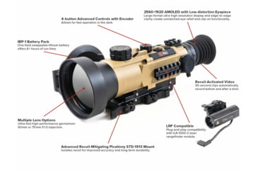 Image of InfiRay Outdoor 4-8x 75mm RICO HYBRID 640 Multi-function Thermal Weapon Sight, 50 Hz, 640x512, Coyote Tan, IRAY-HYH75W