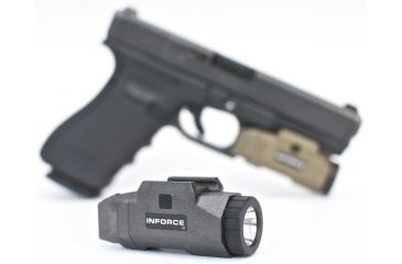 Image of InForce APL Pistol Mounted Light, Black Body, Constant/Momentary White Light., Black, 200Lumens CR123A INF-APL-B-W