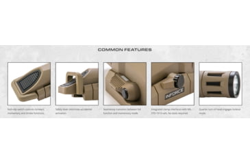 Image of INFORCE Weapon Mounted Multifunction LED Tactical Light, Gen 2, White, 400 Lumens, Flat Dark Earth, W-06-1