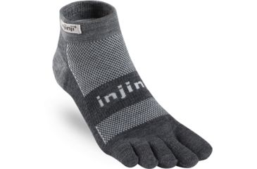 Image of Injinji 2.0 Outdoor Midweight Mini Crew Nuwool Socks - Mens, Charcoal And Black, Small, 223220-CBS-S