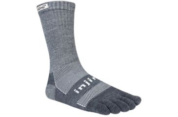 Image of Injinji 2.0 Outdoor Midweight Crew Nuwool Socks - Mens, Charcoal And Black, Medium, 223370-CBS-M