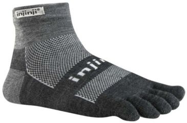 Image of Injinji 2.0 Outdoor Midweight Mini Crew Nuwool Socks - Mens, Charcoal And Black, Extra Large, 223330-CBS-XL