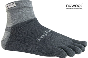 Image of Injinji Run 2.0 Lightweight Mini-Crew NuWool Socks - Men's-Charcoal-Medium