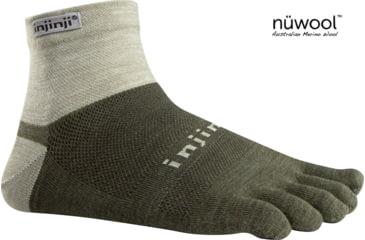 Image of Injinji Run 2.0 Lightweight Mini-Crew NuWool Socks - Men's-Oatmeal-Medium