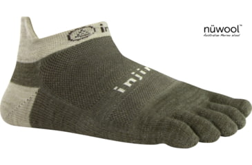 Image of Injinji Run 2.0 Lightweight No-Show NuWool Socks - Men's-Oatmeal-Large