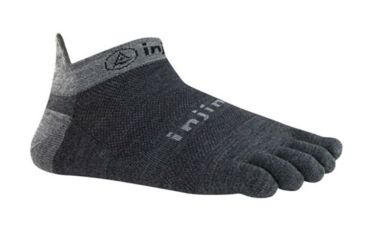 Image of Injinji Run Lightweight No Show Nuwool Socks - Mens, Charcoal And Black, Small, 201310-CBS-S