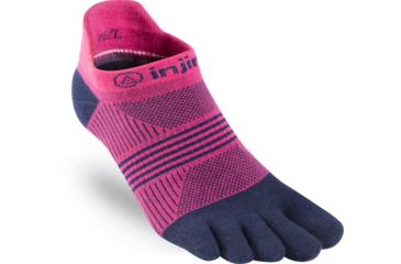 Image of Injinji Run Lightweight No Show Socks - Womens, Pink / Navy, M/L, 201111-NVP-M/L