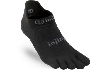 Image of Injinji Run Original Weight No Show Xtralife Socks - Mens, Black, Small, 202110-BLK-S