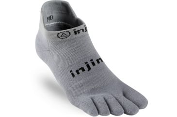 Image of Injinji Run Original Weight No Show Xtralife Socks - Mens, Gray, Small, 202110-GRY-S