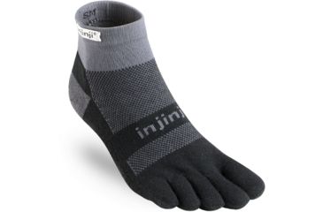 Image of Injinji Trail Midweight Mini Crew Xtralife Socks - Mens, Black Gray, Extra Large, 203230-BLG-XL