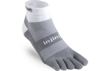 Image of Injinji Trail Midweight Mini Crew Xtralife Socks - Mens, White And Gray, Small, 203230-WHG-S