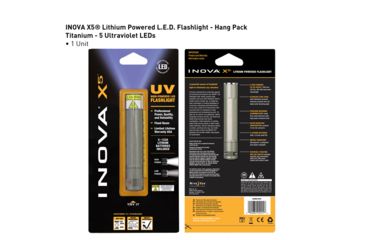 Image of Inova X5 Lithium Powered 31 Lumens LED Flashlight, Titanium, 5 Ultraviolet LEDs, Dual Mode X5DMB-HUVT