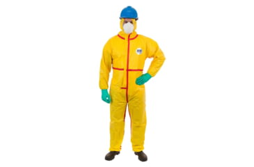 Image of International Enviroguard ChemSplash 1 Coverall w/Hood, Elastic Wrist &amp; Ankle, Yellow, L, 6 Pack, 7015T-L