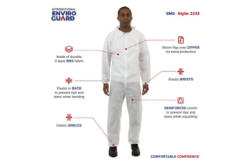 Image of International Enviroguard SmallS 2222 Coveralls w/Elastic Wrists and Ankle, White, Case of 25, 2223XXXXXL