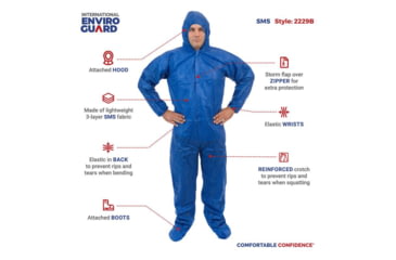 Image of International Enviroguard SmallS 2229 Coverall w/Attached Hood and Boot, Blue, Large, 25EA/CS 2229BL