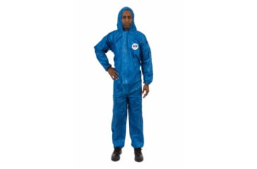 Image of International Enviroguard ViroGuard 2407 Coverall w/Hood, Elastic Wrist and Back, Blue, L, Case 25, 2407-L