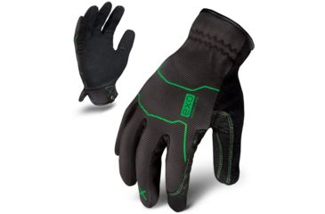 Image of Ironclad Mens EXO Modern Utility Glove, Grey w/Black Palm and Green Accents, M EXO-MOU-03-M