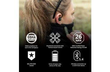 Image of ISOtunes Sport Advance BT 2.0 Protective Ear Plugs, 26 dB, 1 Pair, OD Green, Universal, IT-36B