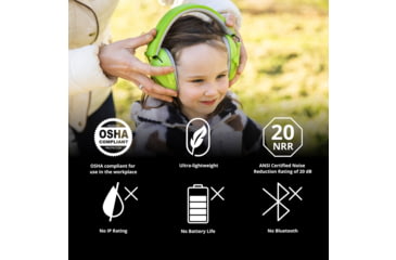 Image of ISOtunes Sport Junior Defender Protective Ear Muffs, 20 dB, 1 Pair, Green, Kids, IT-96KG