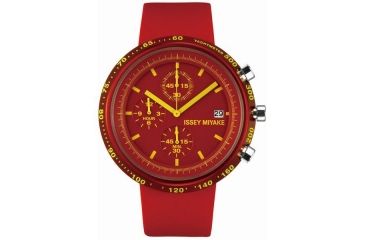 Image of Issey Miyake SILAt003 Trapezoid Al Mens Watch - Red Band, Red Case