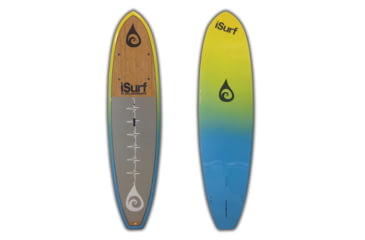 Image of iSurf Aloha Cruiser Stand Up Paddle Board, Bamboo/Blue/Yellow, 10ft 6in, 20-110-106