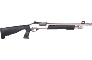 Image of Iver Johnson Arms Pump Pistol Grip 3in Tactical Pump Shotgun, 12 Gauge, 18in BBL, Synthetic Black Stock, 5RD Capacity, Nickel, PAS12SNPG