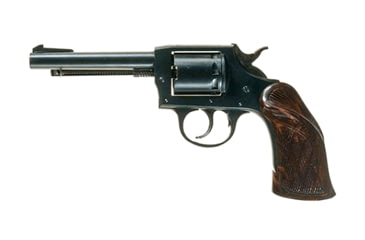 Image of Iver Johnson Arms 55A Revolver, .22 Long Rifle, 4.5in barrel, blued finish steel frame, brown plastic grip, revolving chamber, fixed blade and notch, 8 round cylinder, IJ-55A-.22LR-4.5-1-FRRMPG
