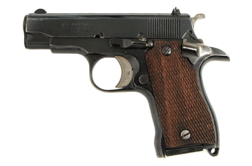 Image of Iver Johnson Arms X300-Pony Pistol, .380 ACP, 3in barrel, blued finish steel frame, checkered wood grip, delayed blowback semi-auto, fixed blade front, adjustable rear, 6 round magazine, IJX300PY.380ACP31FRRMPG