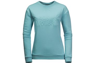 Image of Jack Wolfskin Logo Sweatshirt - Womens, Aqua, Small, 1707191-4010002