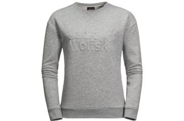 Image of Jack Wolfskin Logo Sweatshirt - Womens, Light Grey, Large, 1707191-6111004