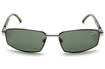 Image of Jaguar Polarized Lenses Sunglasses 37300, Jaguar 37300 Sunglasses Styles Black-Silver Frame / Green Lenses