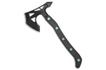 Image of Jake Hoback Knives Jake Hoback Knives Ps2 Axe Carbon Fiber w/ Kydex Sheath Green Bolts + Black SW, Black/Green, adult, BHQ-175497