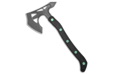 Image of Jake Hoback Knives Jake Hoback Knives Ps2 Axe Carbon Fiber w/ Kydex Sheath Green Bolts + Gray, Black/Green, adult, BHQ-175495