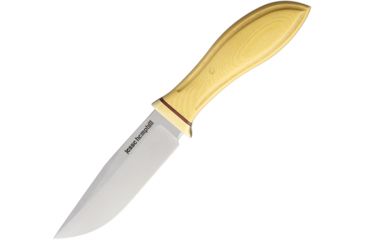 Image of Jesse Hemphill Town Creek Antique Ivory Fixed Blade Knife, 4.25in, A2 Tool Steel, Standard Edge, Clip Point, Satin, Antique Ivory, Micarta Handle JH002AI