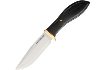 Image of Jesse Hemphill Town Creek Black Canvas Fixed Blade Knife, 4.25in, A2 Tool Steel, Standard Edge, Clip Point, Satin, Black, Canvas Micarta Handle JH002B