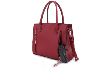 Image of Jessie &amp; James Evelyn Concealed Carry Satchel Handbag, Burgandy, SMC1309LK BD