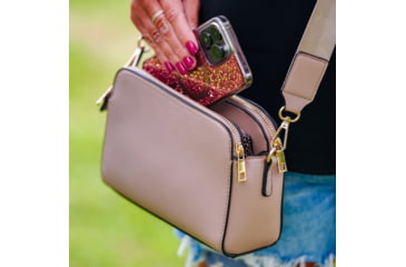 Image of Jessie &amp; James Suzie Compact Concealed Carry Crossbody Bag, Taupe, SMC95832AZ TP