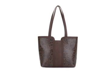 Image of Jessie &amp; James Cassidy Concealed Carry Tote Bag w/Tooling, Matching Wallet, Coffee, SMC60223S CF/CF